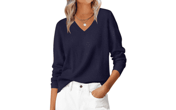 ANRABESS Women's V Neck Fall Sweater