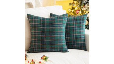 AQOTHES Christmas Plaid Throw Pillow Covers 18x18