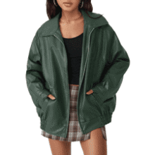 AUTOMET Women's Oversized Faux Leather Jacket