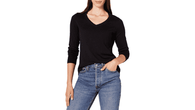 Amazon Essentials Women's Long-Sleeve V-Neck Sweater