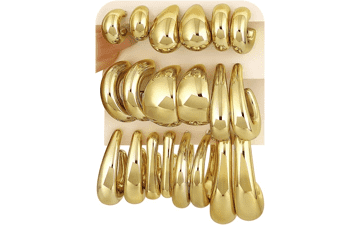 Chunky Gold Hoop Earrings Set for Women