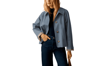Dqbeng Womens Short Trench Jacket