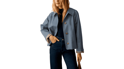 Dqbeng Womens Short Trench Jacket