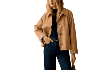 Dqbeng Womens Short Trench Jacket