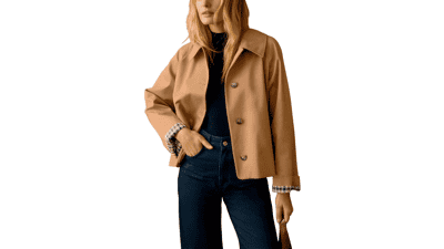 Dqbeng Womens Short Trench Jacket