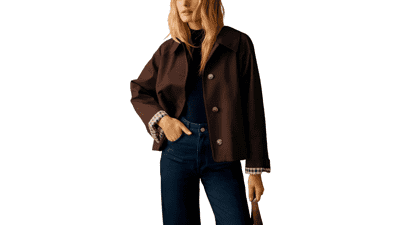 Dqbeng Womens Short Trench Jacket