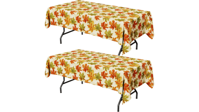 Fall Maple Plastic Tablecloth Disposable 2 Pack