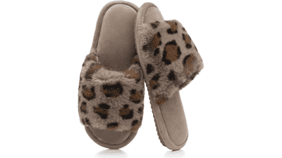 GOEWY Women's Fuzzy Open-Toe House Slippers