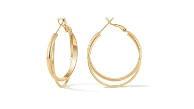 Gacimy Criss Cross Gold Hoop Earrings