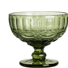 Gaolinci Vintage Embossed Glass Dessert Bowl, 12 Oz
