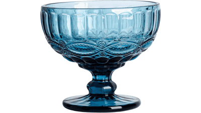 Gaolinci Vintage Embossed Glass Dessert Bowl