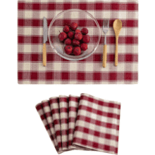 Home Brilliant Red Buffalo Plaid Placemats Set of 6