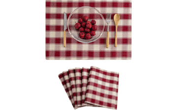 Home Brilliant Red Buffalo Plaid Placemats Set of 6