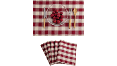Home Brilliant Red Buffalo Plaid Placemats Set of 6