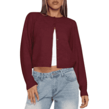 Kistore Women's Cropped Cardigan Sweater