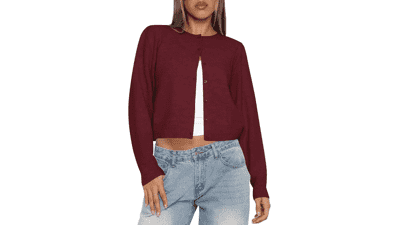 Kistore Women's Cropped Cardigan Sweater