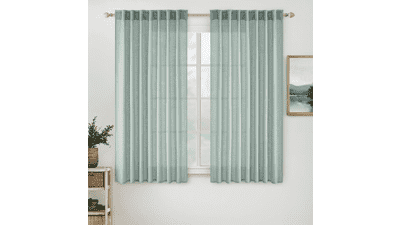 MIULEE Aqua Blue Linen Curtains 52x54 Inch