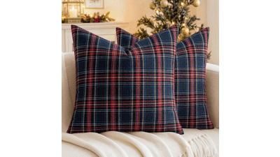 MIULEE Christmas Plaid Pillow Covers