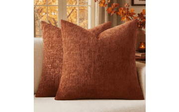 MIULEE Fall Chenille Pillow Covers 18x18 Rust