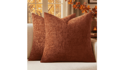 MIULEE Fall Chenille Pillow Covers 18x18 Rust