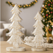 Mie Creations Wooden Christmas Tree Figurines Set of 2