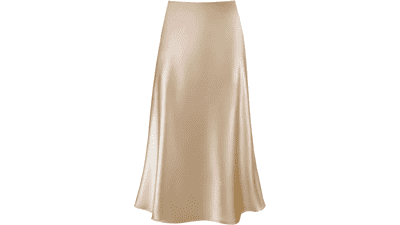 Outoshe Women's Satin Midi Skirt