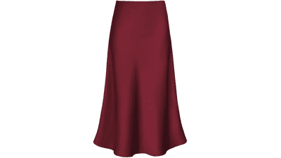 Outoshe Women's Satin Midi Skirt