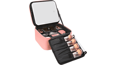Relavel Travel Makeup Bag with LED Mirror