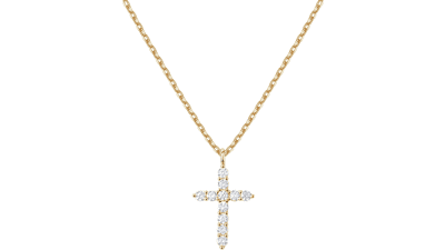 Rose Gold Cross Pendant with Cubic Zirconia