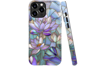 Slim Purple Lotus Case for iPhone 15 Pro
