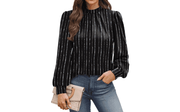 WIHOLL Women's Long Sleeve Mock Neck Top