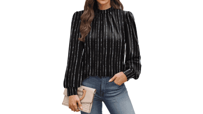 WIHOLL Women's Long Sleeve Mock Neck Top
