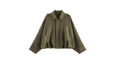 Womens Faux Suede Bomber Jacket
