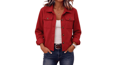 Zeagoo Women's Cropped Plaid Shacket