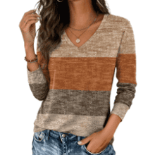 Zeagoo Women's V Neck Long Sleeve Tee